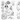 Collection of black and white line drawings of cartoon animals on a white background