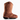Brown children's cowboy boot with yellow stitching on a white background