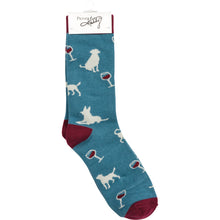 Load image into Gallery viewer, Funny Dog Socks With Dogs and Wine Glasses On Them