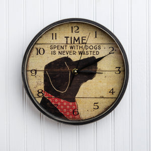 Dog Themed Home Decor, Time Spent With A Dog Is Never Wasted Dog Wall Clock