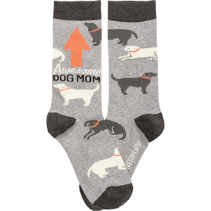 Womens Dog Socks Featuring The Words Awesome Dog Mom