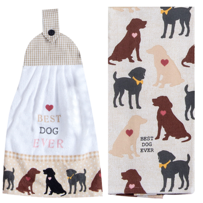 Dog Themed Kitchen Decor, Dog Kitchen Towels, Best Dog Ever Dish Towels (Set of 2)