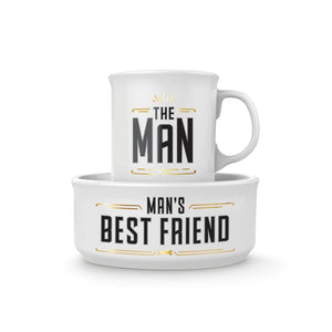 Dog Themed gifts For Men, The Man Mug and The Man's Best Friend Dog Food Bowl Set