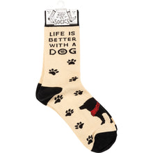 Load image into Gallery viewer, Womens Dog Socks, Gifts for Dog Lovers, Life Is Better With A Dog Black Dog Socks