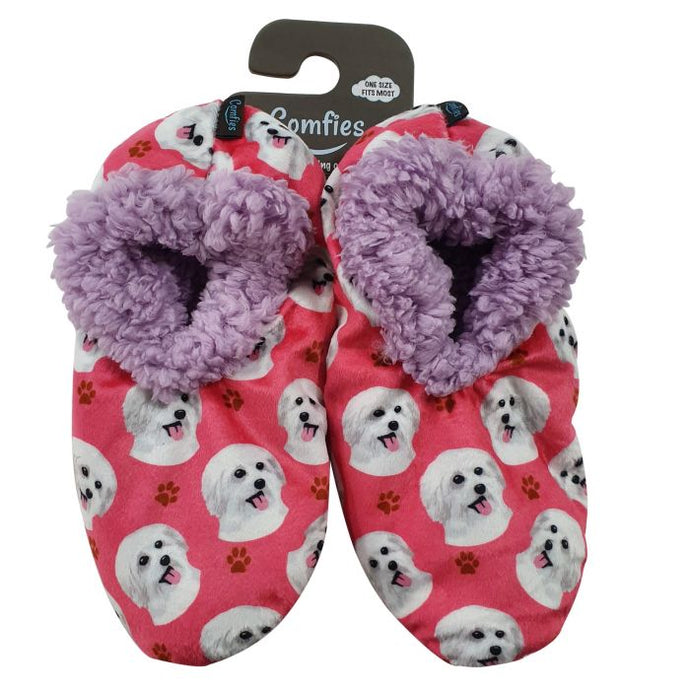 Poodle Slippers, Maltese Slippers, Pink Dog Slippers