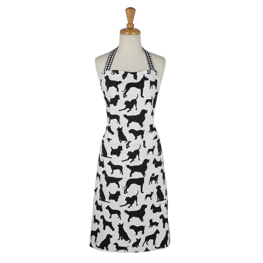 Dog Kitchen Decor, Black Dog Apron Featuring A Black Dog Print And Adjustable Straps