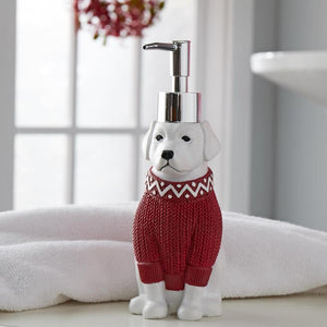 Dog Themed Bathroom Accessories, Christmas Dog Soap Dispenser