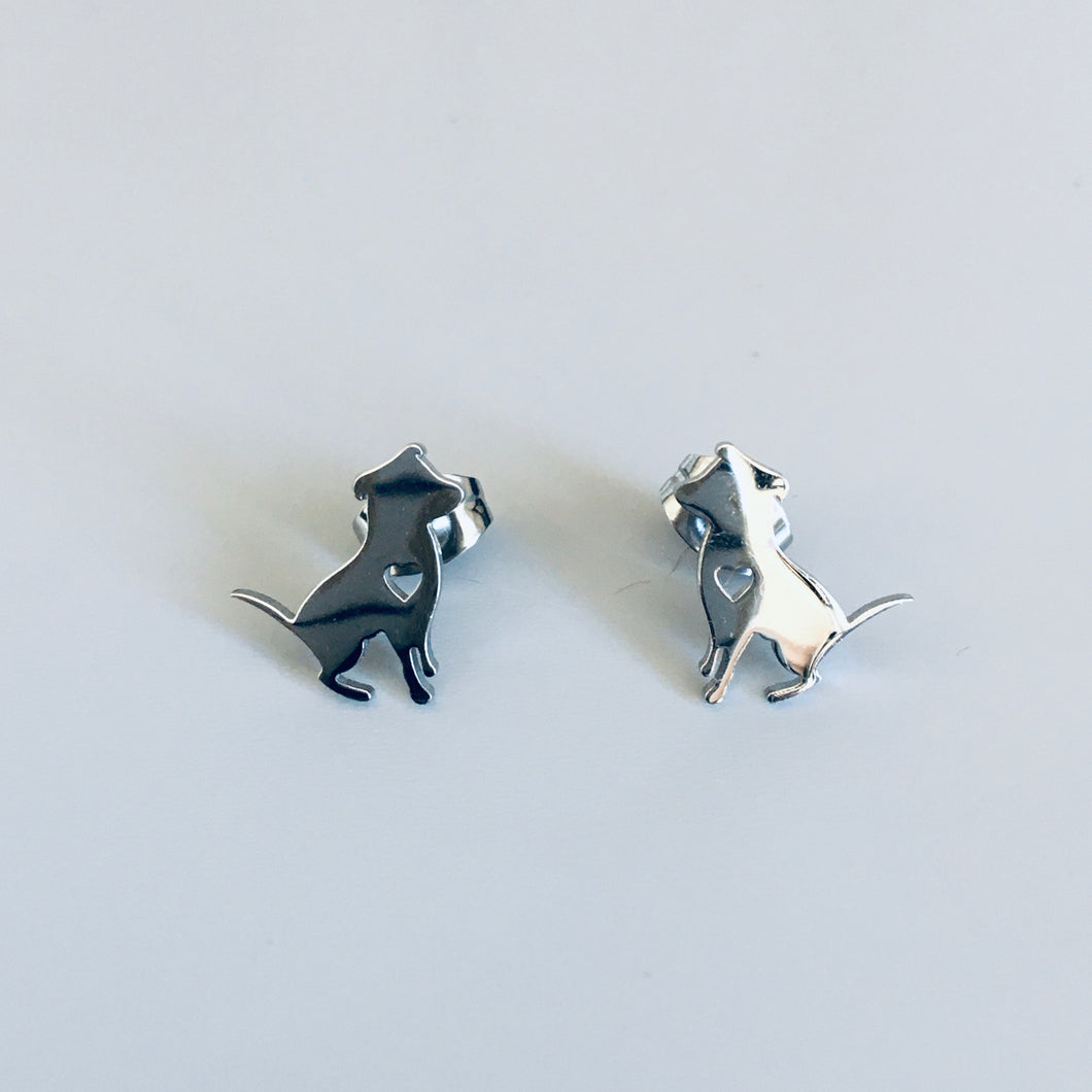 Cute Dog Earrings, Dog Shaped Stud Earrings