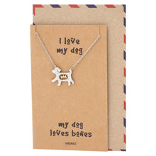 Load image into Gallery viewer, Puppy Dog Necklace With A Card Saying I Love My Dog My Dog Loves Bones